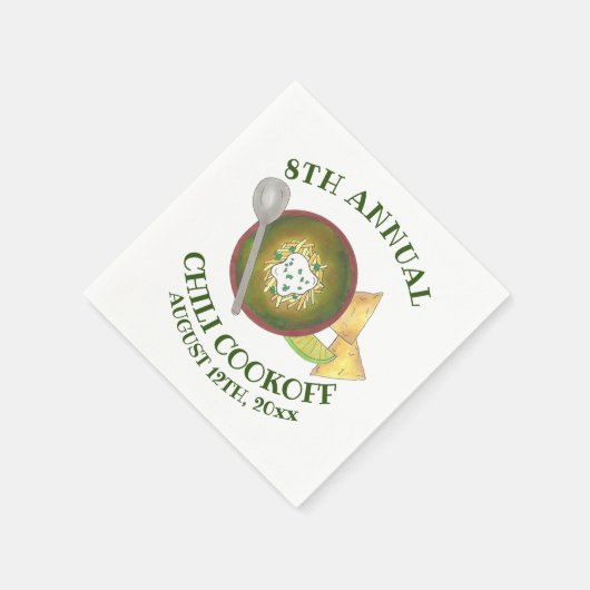 Jährliches Chili-Cookoff Kochen von der Schüssel G Serviette (Ecke)
