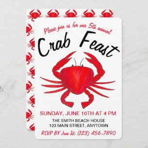 Jährliches Crab Fest Red Maryland Hard Muschel Mee Einladung