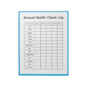 Jährliches Gesundheitscheck-Logbuch Notizblock (Rotiert)