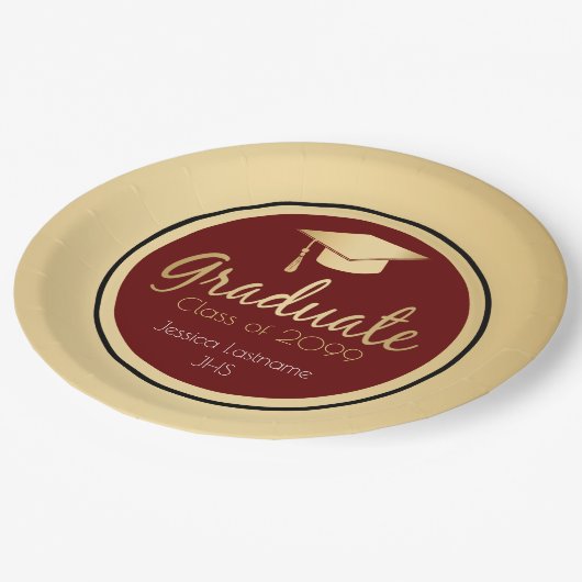 Jährliches GraduiertenGold Pappteller (Schrägansicht)