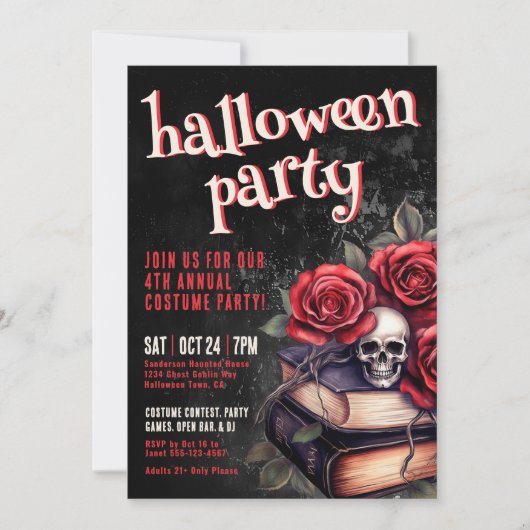Jährliches Kostümgotisches Halloween-Party Einladung (Vorderseite)