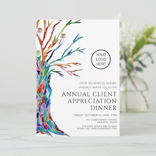 Jährliches Kundenbewertungessen Einladung (Stehend Vorderseite)