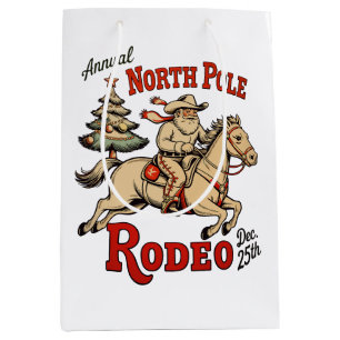 Jährliches North Pole Rodeo 25. Dez. Cowboy Santa  Mittlere Geschenktüte
