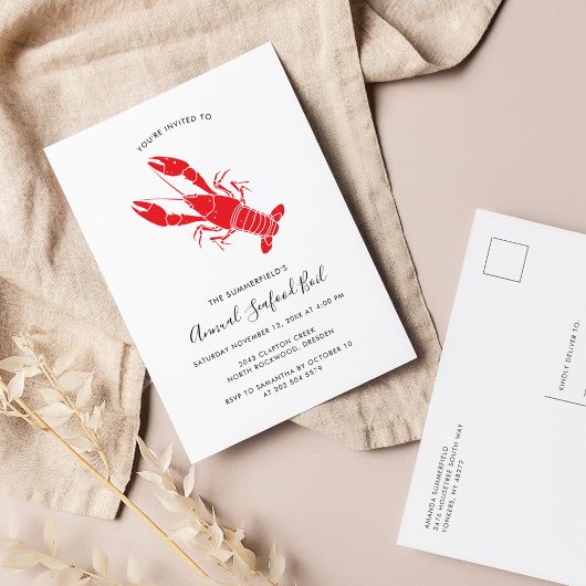 Jährliches Summer Seafood Boil Family Party Einladungspostkarte