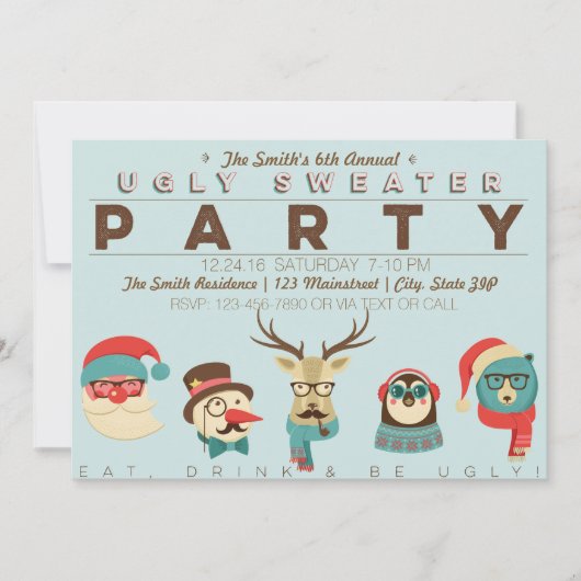Jährliches Ugly Sweater-Party Einladung (Vorderseite)