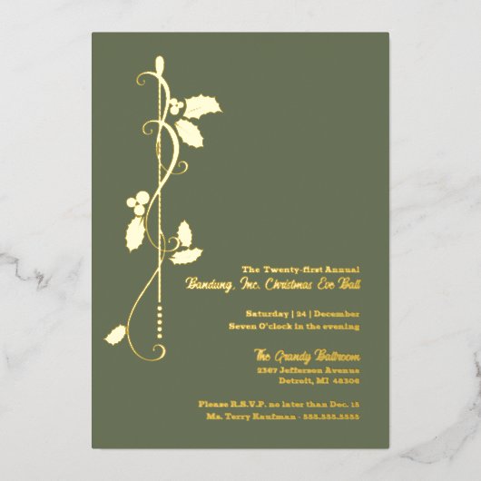 Jährliches Weihnachts-Party Folieneinladung (Vorderseite)