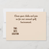 Jährliches Wiedersehen Feather Golf Turnier Einladung (Rückseite)