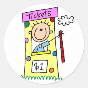 Jahrmarkt Ticketsschalter T-Shirts und Geschenke Runder Aufkleber