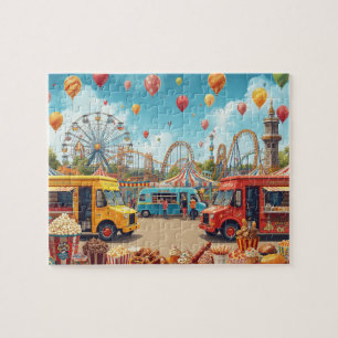 Jahrmarkt Vergnügungspark Food Trucks Achterbahn Puzzle