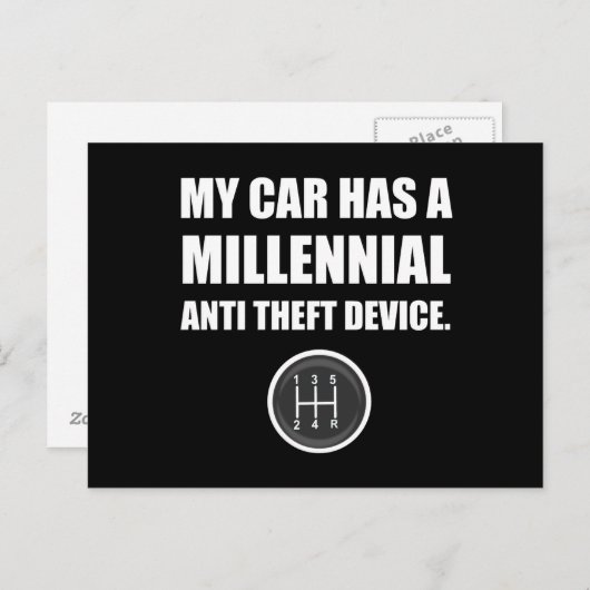 Jahrtausend Anti-Theft-Auto-Stick Shift Funny Postkarte (Vorne/Hinten)