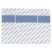 Jahrtausendblaues/weißes Typografie-Muster - 100. Große Geschenktüte (Rückseite)