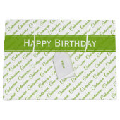 Jahrtausendgrünes/weißes Typografie-Muster - 100. Große Geschenktüte (Vorderseite)