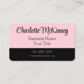 Jahrtausendrosa Schwarze moderne saubere Linien Visitenkarte (Vorderseite)