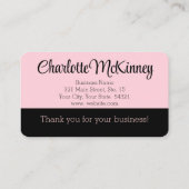 Jahrtausendrosa Schwarze moderne saubere Linien Visitenkarte (Rückseite)