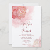 Jahrtausendrosa Wasserfarben Einladung (Vorderseite)