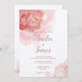 Jahrtausendrosa Wasserfarben Einladung (Vorne/Hinten)