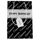 Jahrtausendsterne Typografie Muster Schwarz/Weiß Mittlere Geschenktüte (Vorderseite)