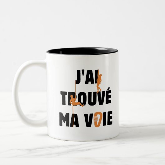 J'AI TROUVÉ MA VOIE ! (Eskalation, Alpinismus) Zweifarbige Tasse (Links)