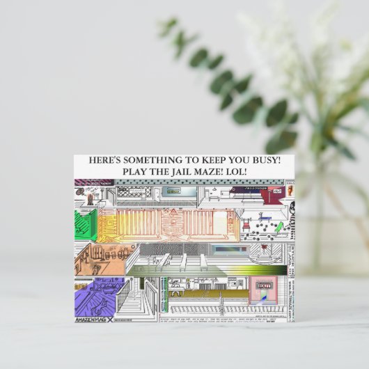 JAIL MAZE:  ETWAS, UM DICH ZU BEHALT ZU BRINGEN! P POSTKARTE (Stehend Vorderseite)