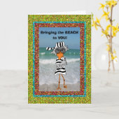 Jailbird am Strand. Karte (Gelbe Blume)