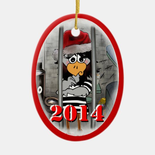 Jailbird-Weihnachtsverzierung 2014 Keramikornament (Vorne)