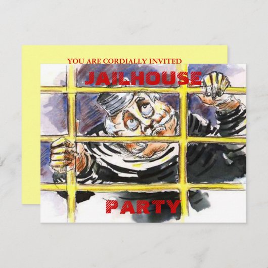 JAILHOUSE THEMA INVITATION HOST A POKIE PARTY EINLADUNG (Vorne/Hinten)