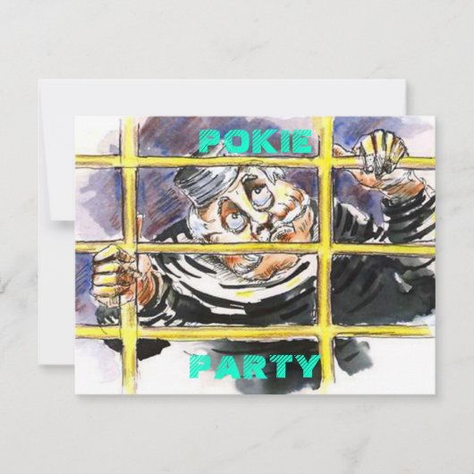 JAILHOUSE THEMATED INVITATION HOSTE EIN POKIE-PART EINLADUNG (Vorderseite)