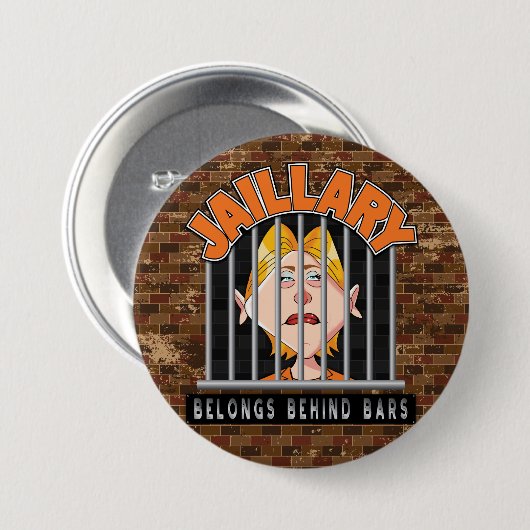 Jaillary Hillary für Gefängnis Button (Vorne & Hinten)
