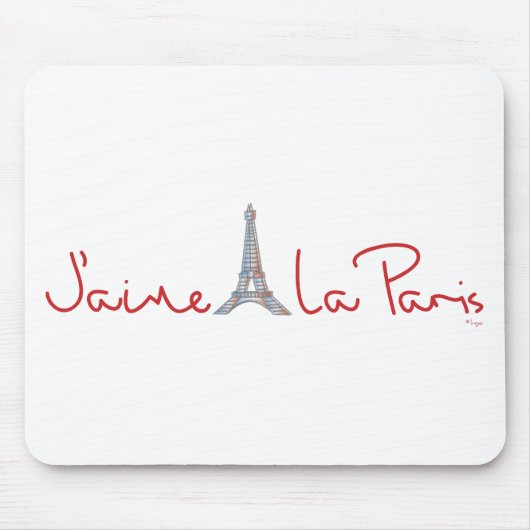 J'aime La Paris (I Liebe Paris) Mousepad (Vorne)