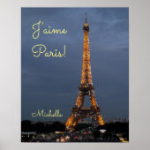 J'aime Paris Eiffelturm in der Nacht Poster (Vorne)