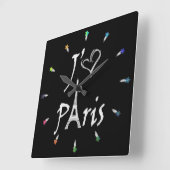 j'aime Paris Quadratische Wanduhr (Winkel)