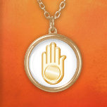 Jain Symbol Vergoldete Kette<br><div class="desc">Golden Ahimsa Symbol des Jain-Glaubens. Mehr Produkte mit diesem Design sind in der Jain Kategorie dieses Stores erhältlich. Klicken Sie einfach auf meinen Shop Link oder Icon und scrollen.</div>