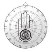 Jain Symbol von Ahimsa (Hand der Nicht-Gewalt) Dartscheibe (vorne)