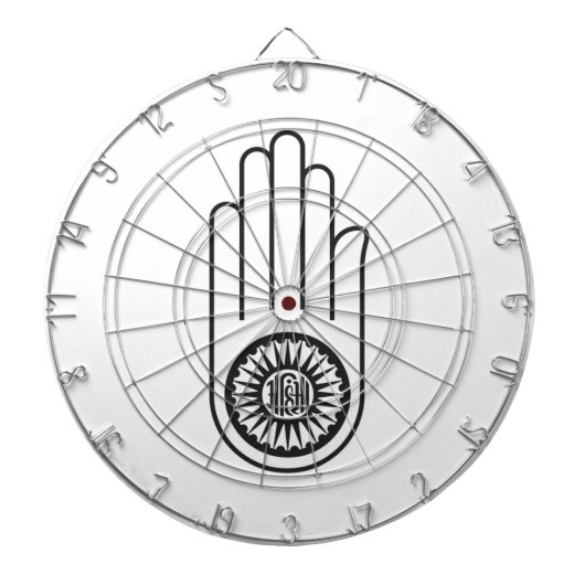 Jain Symbol von Ahimsa (Hand der Nicht-Gewalt) Dartscheibe (vorne)
