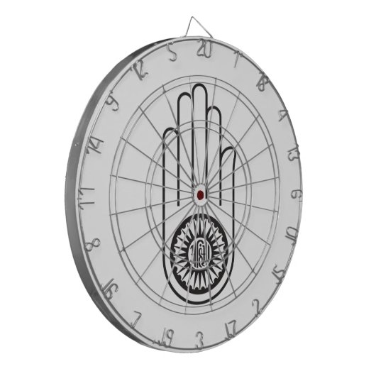 Jain Symbol von Ahimsa (Hand der Nicht-Gewalt) Dartscheibe (Vorderseite Links)
