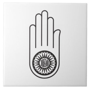 Jain Symbol von Ahimsa (Hand der Nicht-Gewalt) Fliese