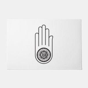 Jain Symbol von Ahimsa (Hand der Nicht-Gewalt) Fußmatte