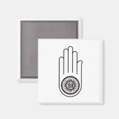 Jain Symbol von Ahimsa (Hand der Nicht-Gewalt) Magnet (Vorderseite/Rückseite)