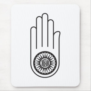 Jain Symbol von Ahimsa (Hand der Nicht-Gewalt) Mousepad