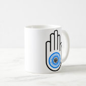 Jainismus-Symbol-Hand und Rad lesenAhimsa Kaffeetasse (VorderseiteRechts)