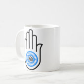 Jainismus-Symbol-Hand und Rad lesenAhimsa Kaffeetasse (Vorderseite Links)