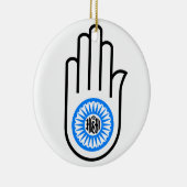 Jainismus-Symbol-Hand und Rad lesenAhimsa Keramikornament (Rechts)