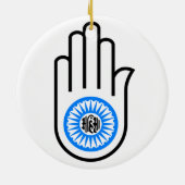 Jainismus-Symbol-Hand und Rad lesenAhimsa Keramikornament (Hinten)