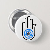 Jainismus Symbol Hand und Rad Reading Ahimsa Button (Vorne & Hinten)