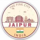 Jaipur India City Skyline Emblem Aufkleber (Vorderseite)