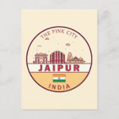 Jaipur India City Skyline Emblem Postkarte (Vorderseite)
