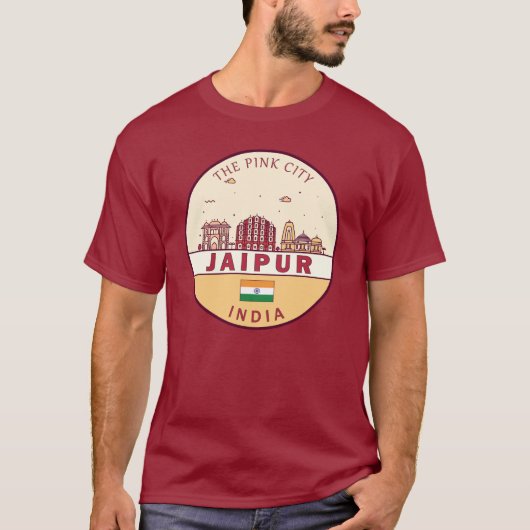 Jaipur India City Skyline Emblem T-Shirt (Vorderseite)
