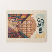 Jaipur India Hawa Mahal Illustration Travel Art Puzzle (Horizontal)