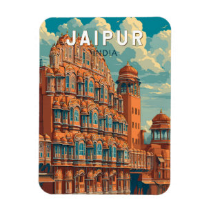 Jaipur India Illustration Travel Art Vintag Magnet