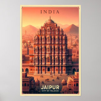 Jaipur India - Stadt Palaces Vintage Travel Poster